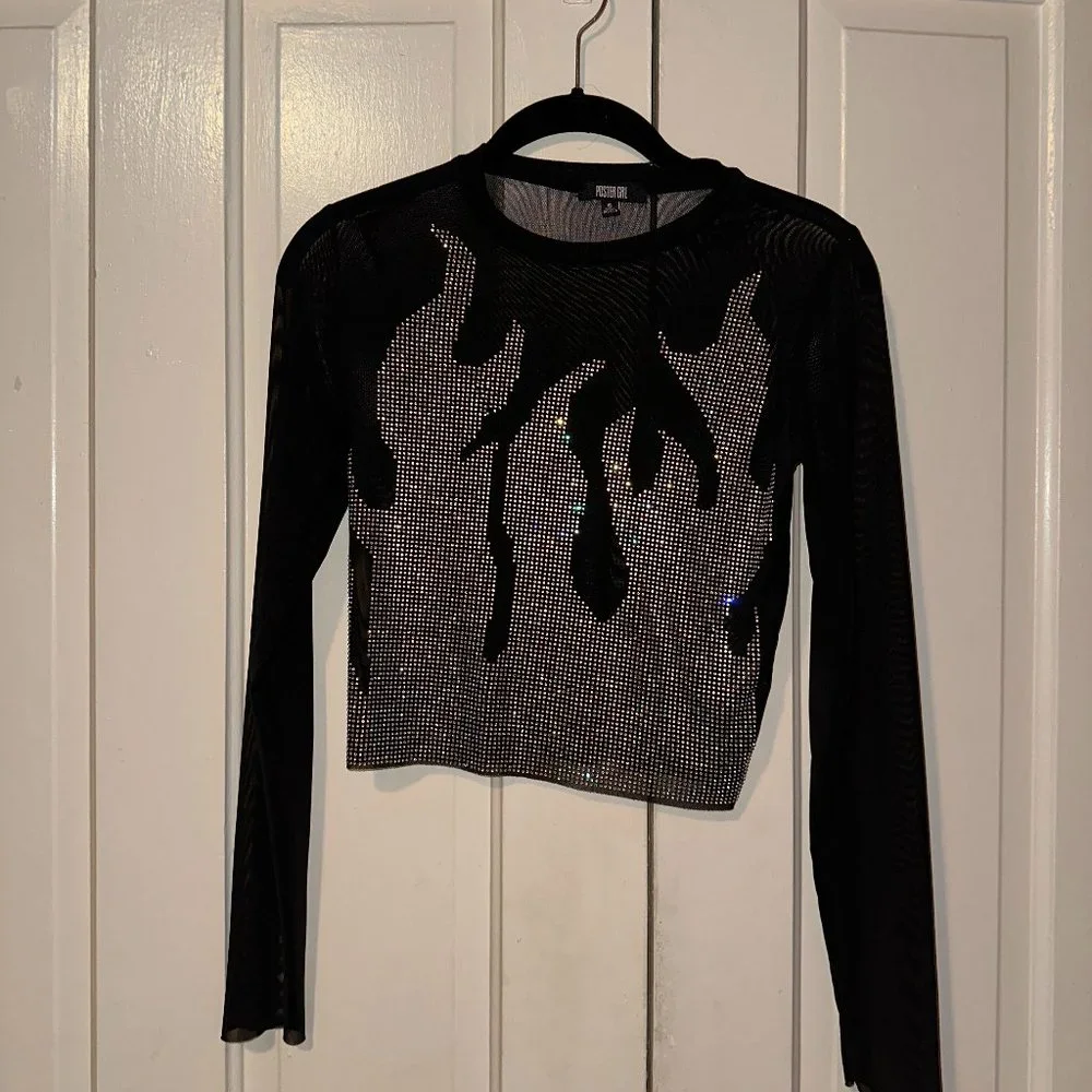 Mesh Rhinestone Top - Picture 2 of 7